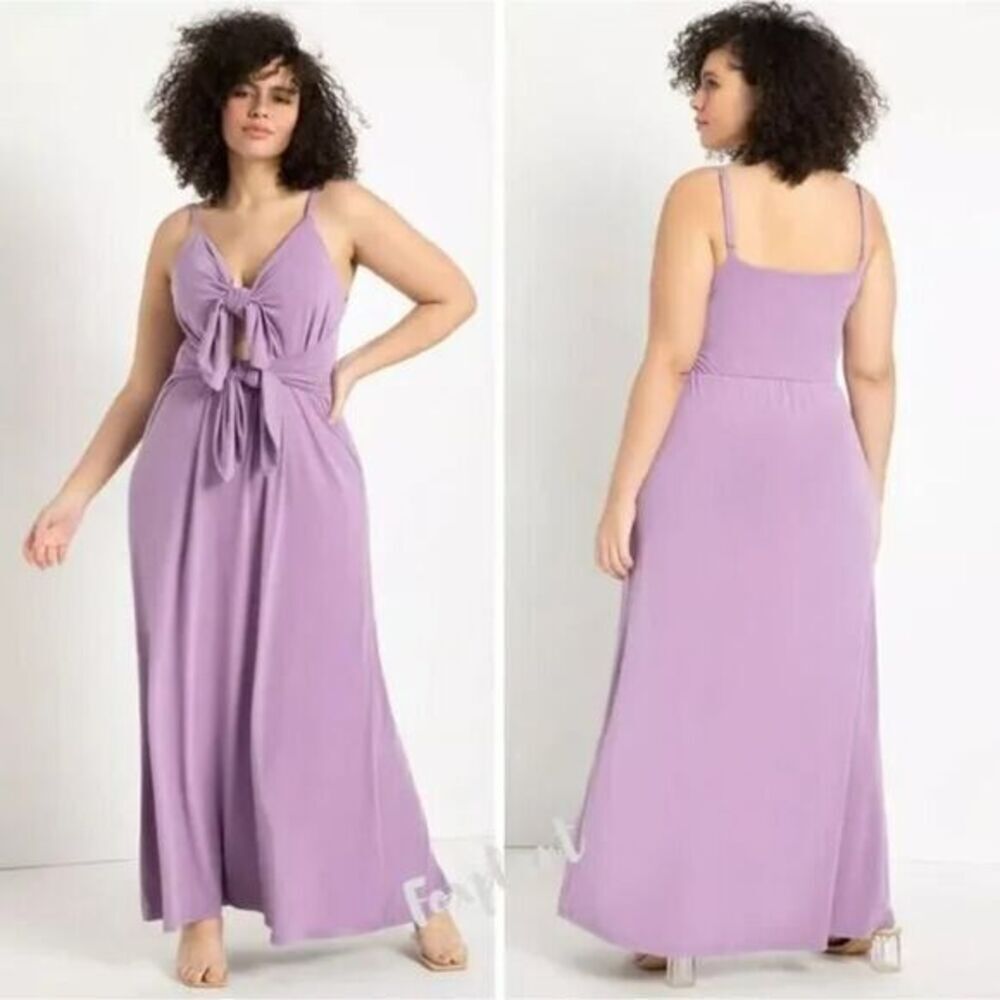 NEW Eloquii Purple Cutout Tie Detail Dress, women's plus size‎ 14